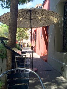 Sidewalk dining at Cafe Geometrico in Lastarria.