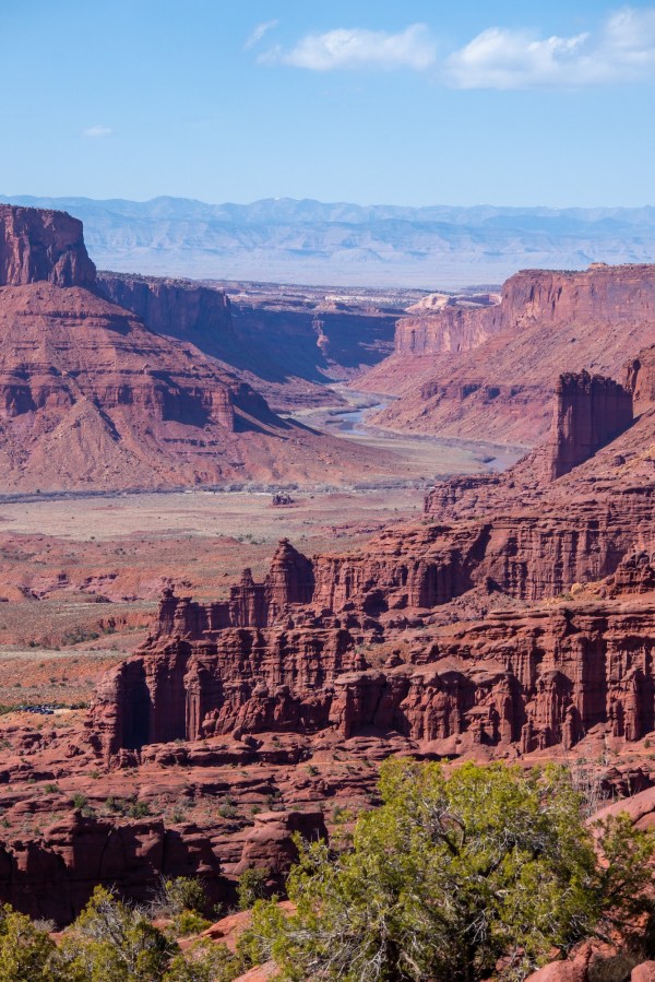 From the end of the Fisher Towers Trail looking at the Colorado River valley.