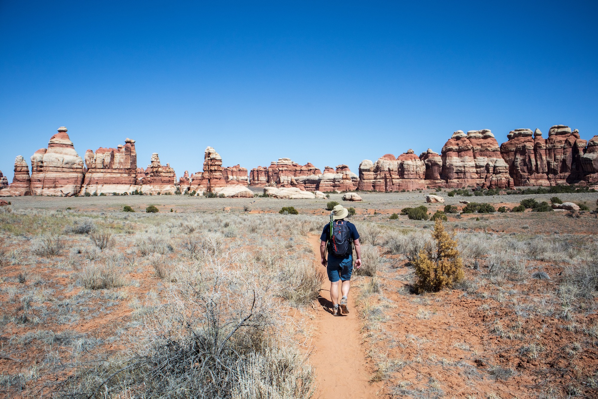 Chesler Park is ringed by the red and white striped towers that give the Needles district its name.