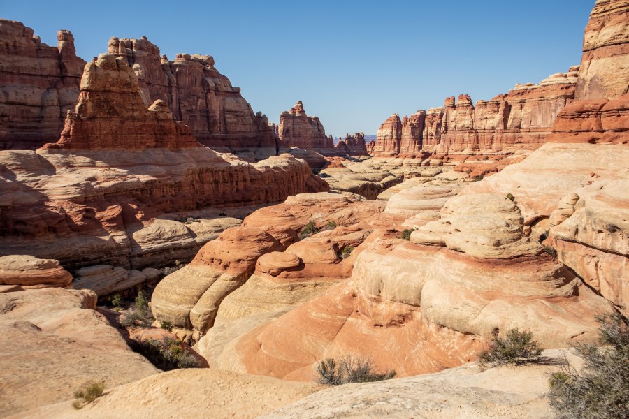 Looking down Elephant Canyon from the foot of Druid Arch.