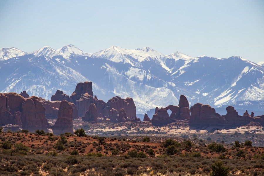 The Windows section of Arches viewed from the Balanced Rock area.