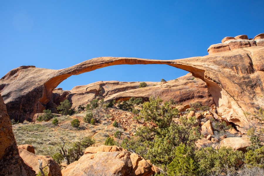 At 290 feet, Landscape Arch is the widest span in Arches National Park.