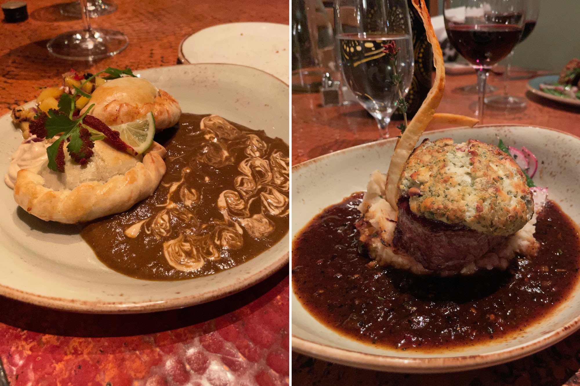 Fanciest dinner of the trip at Desert Bistro. Bison empanadas and Beef Tenderloin.